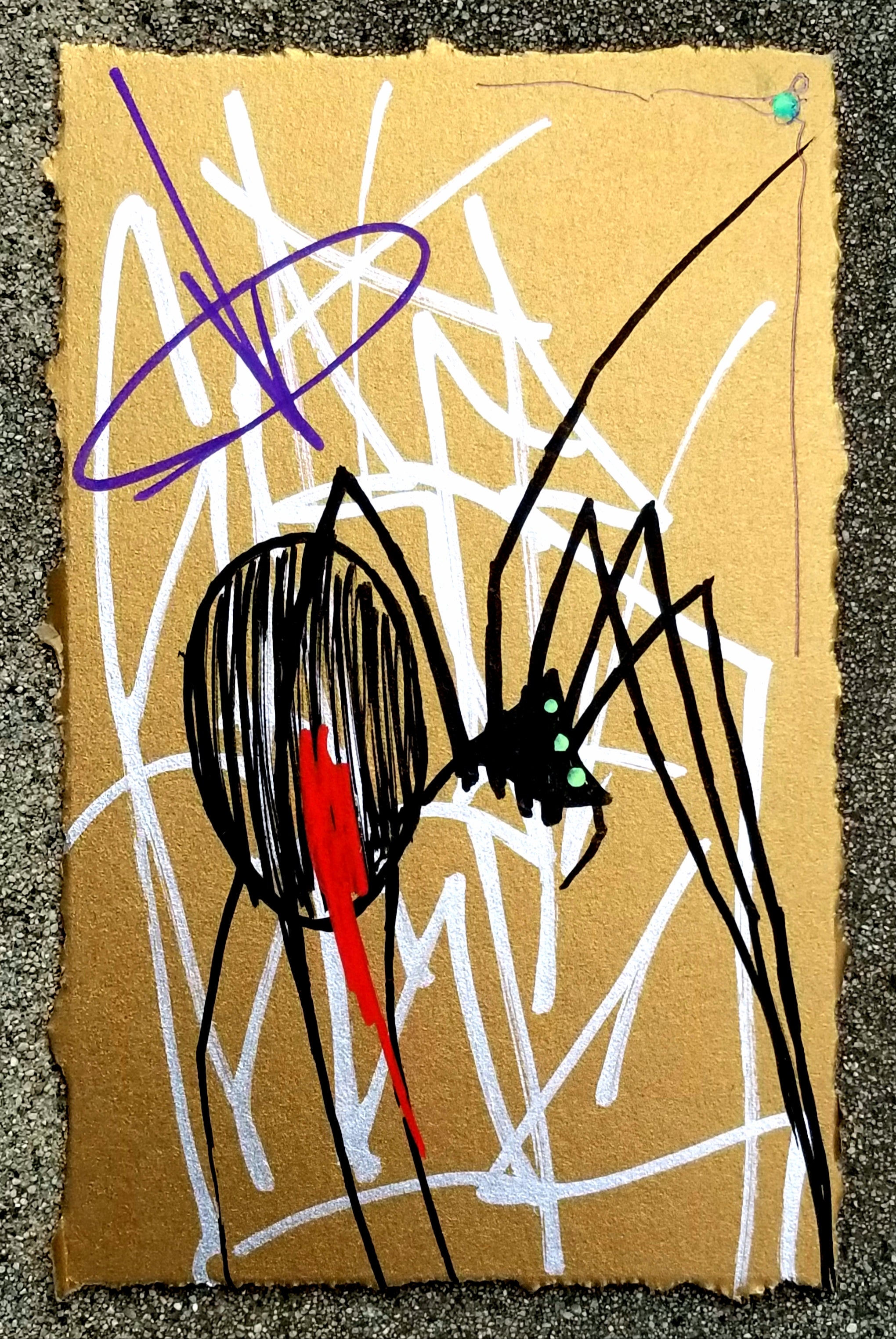 Gold & Black Spider with Silver Tags