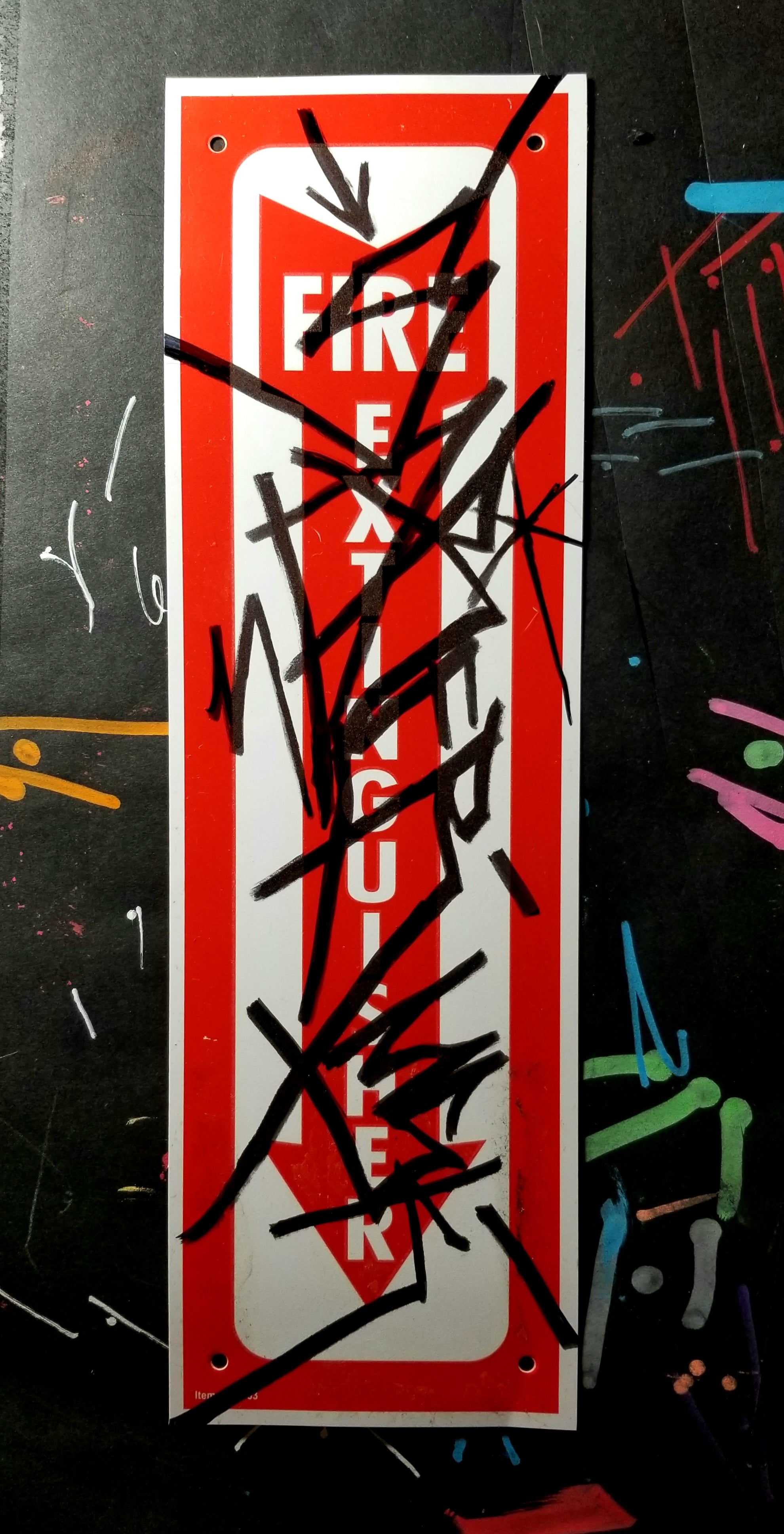 "Tagged Fire Extinguisher Sign" Glow in the dark