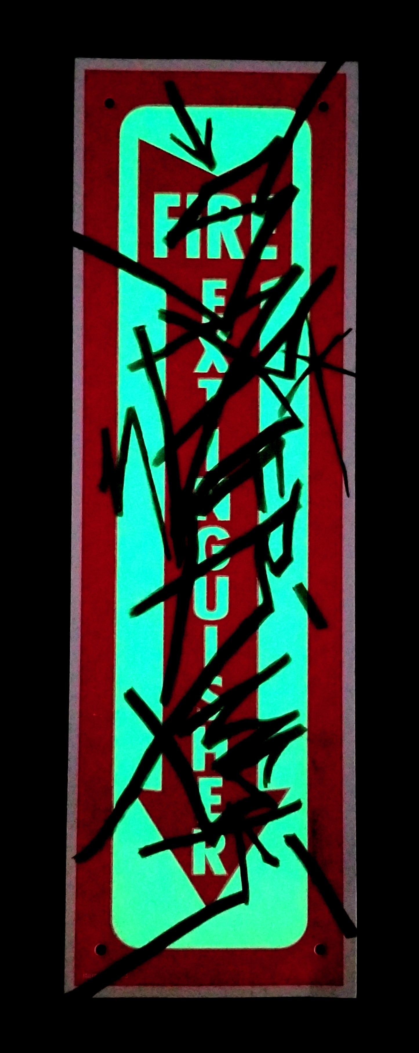 "Tagged Fire Extinguisher Sign" Glow in the dark