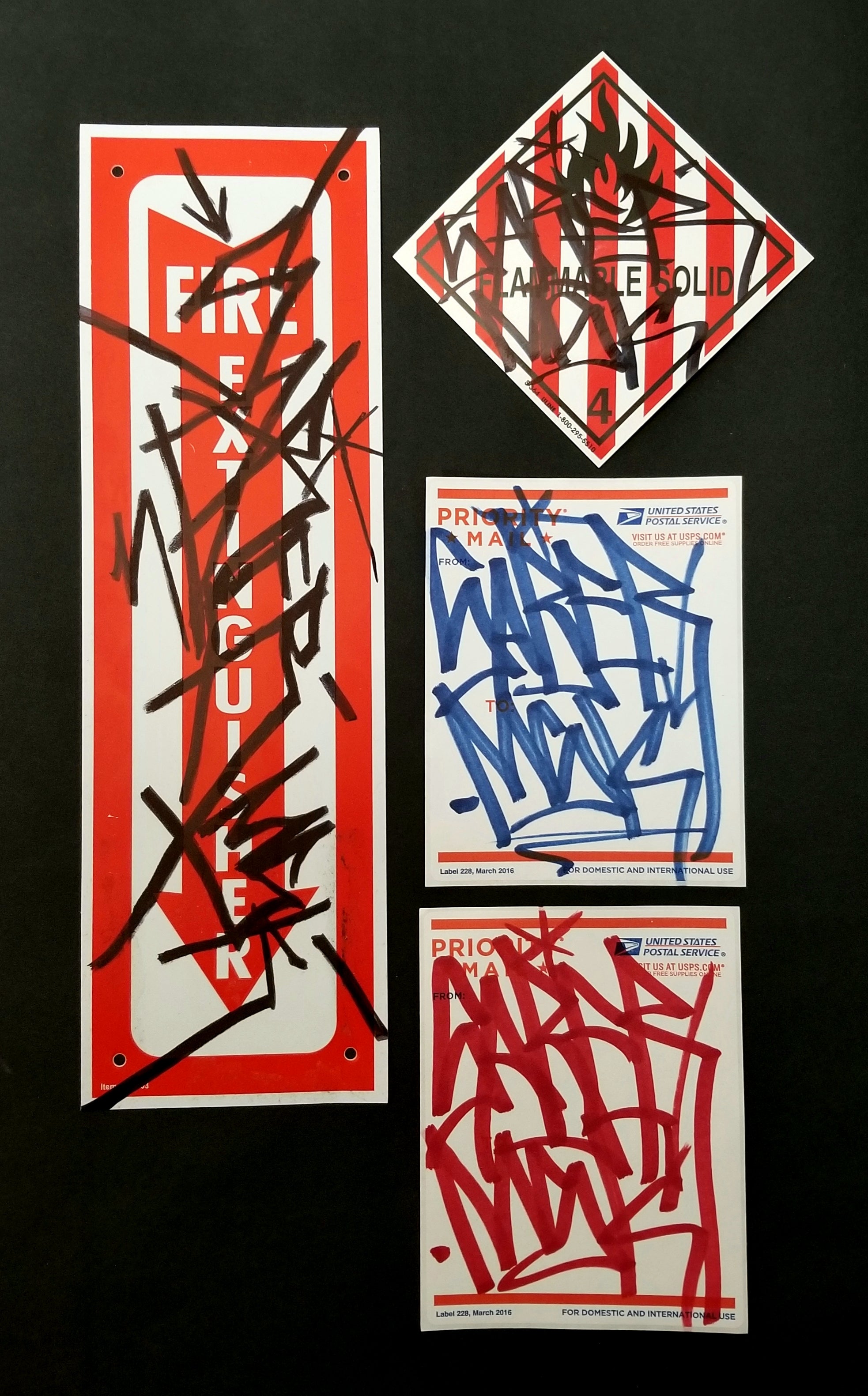 "Tagged Fire Extinguisher Sign" Glow in the dark