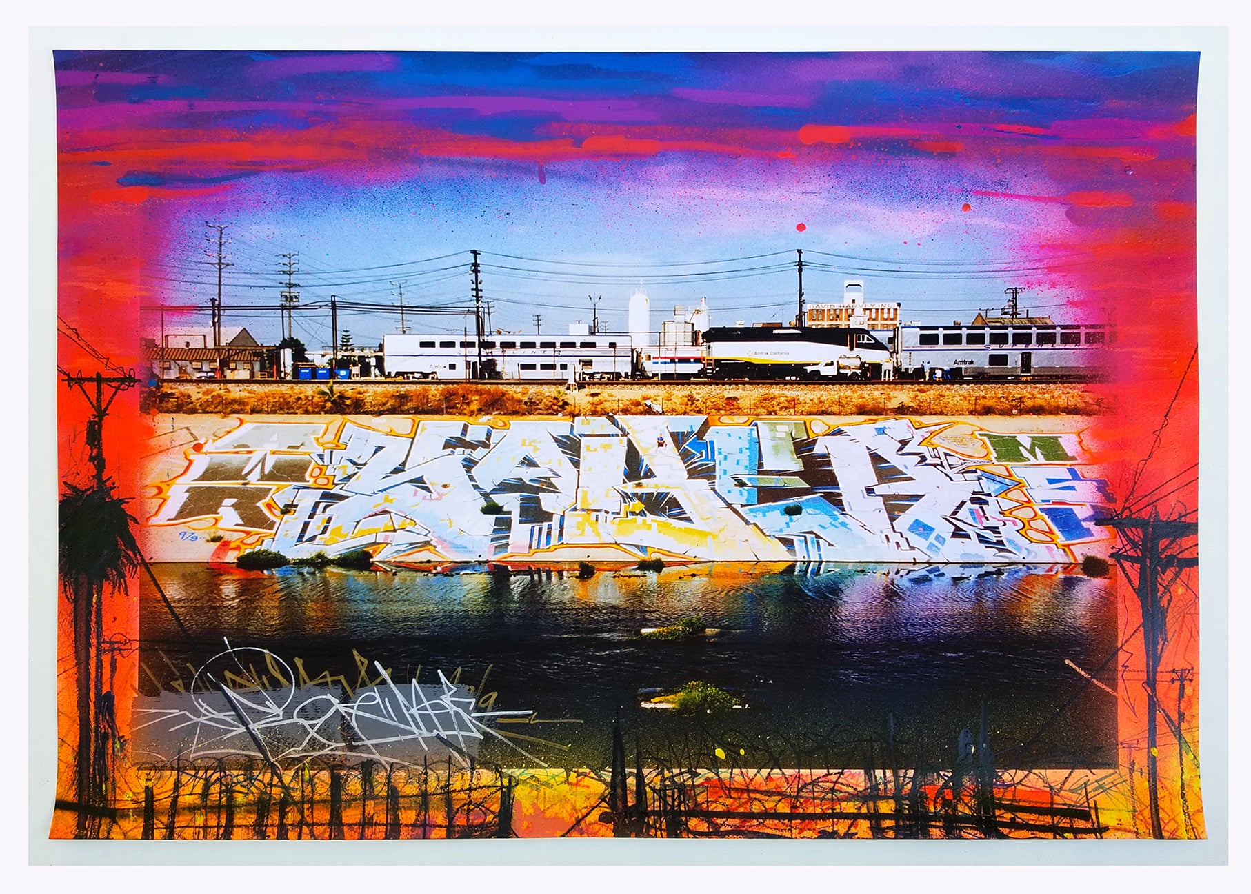 "Sunset" Original Painting On LA River Giclee