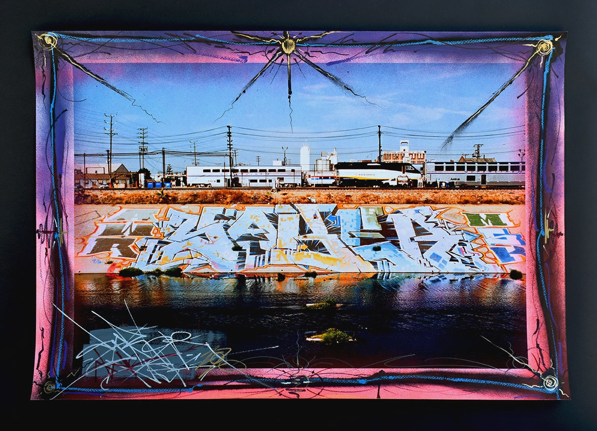 LA RIVER PIECE Hand painted Giclee 2