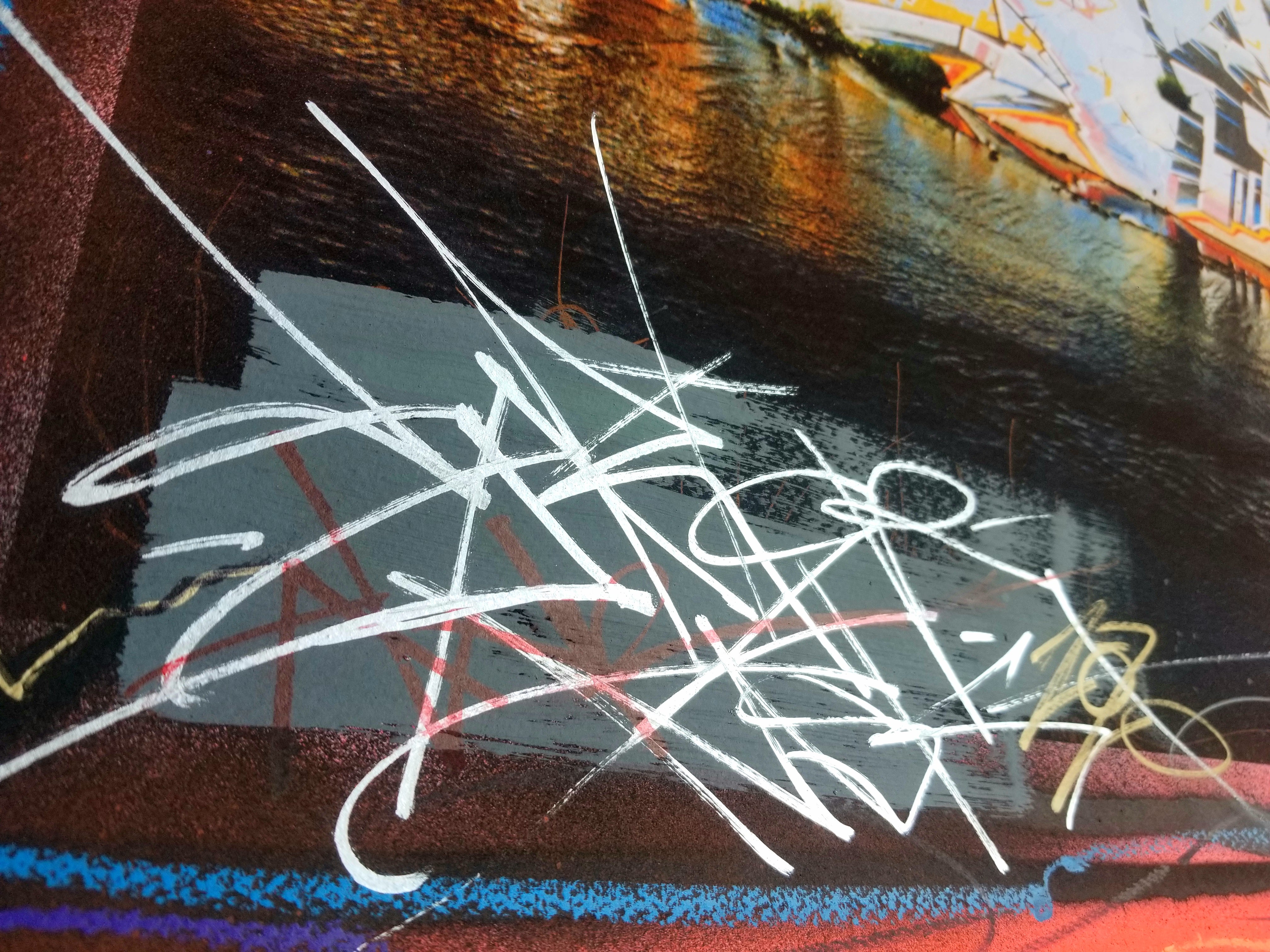 LA RIVER PIECE Hand painted Giclee 2