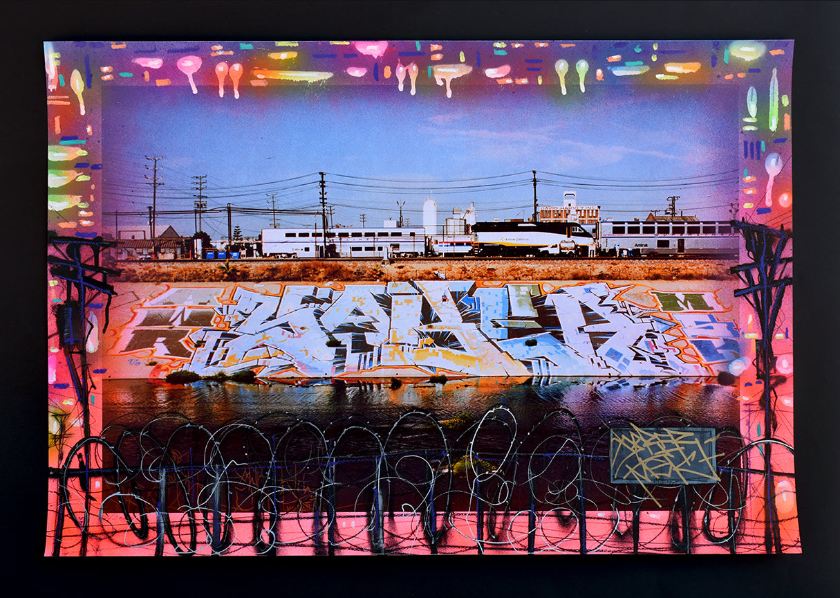 LA RIVER PIECE Hand Painted Giclee