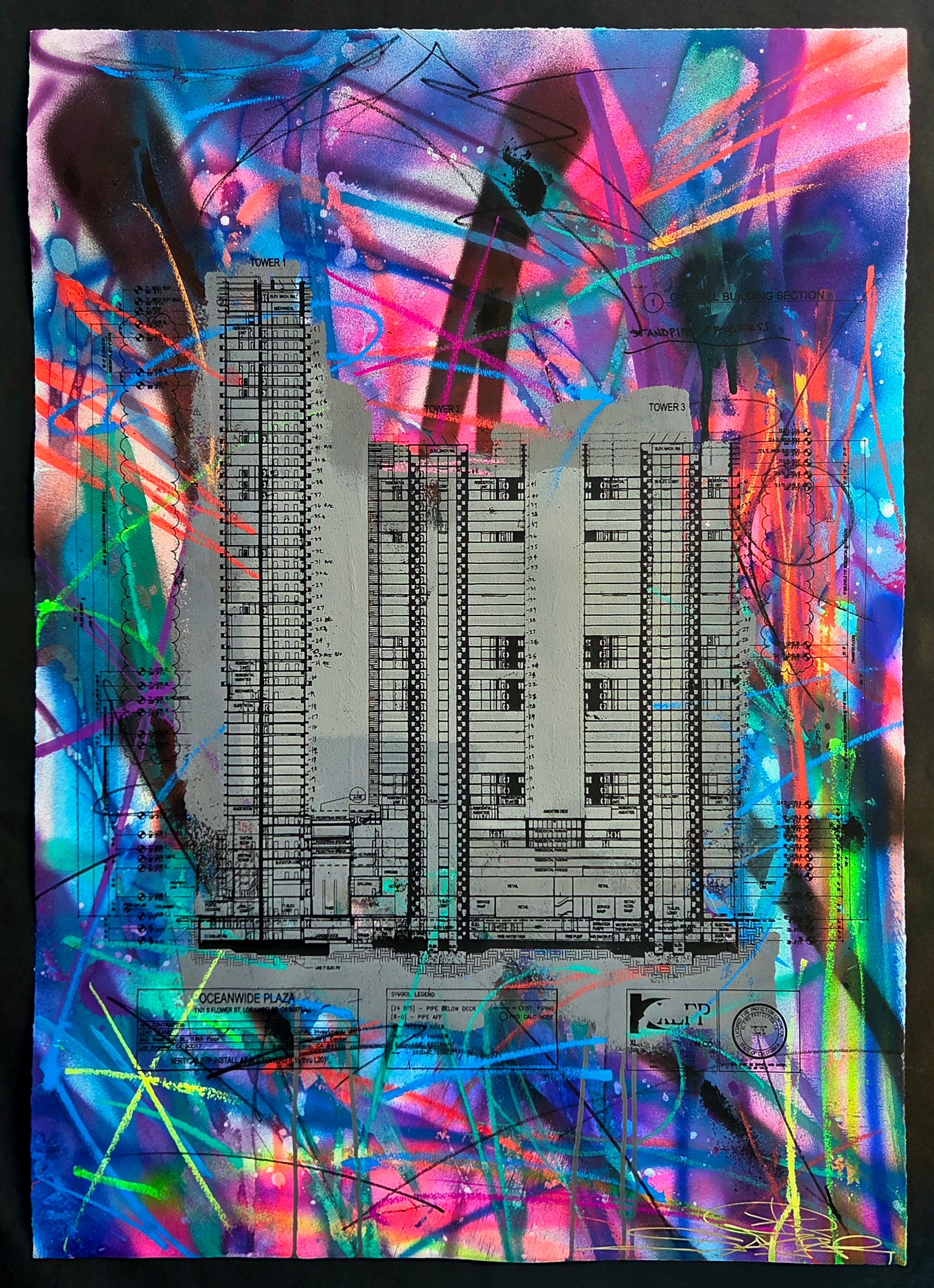 OCEANWIDE PLAZA GRAFFITI TOWERS BUFFED RIP BLACK