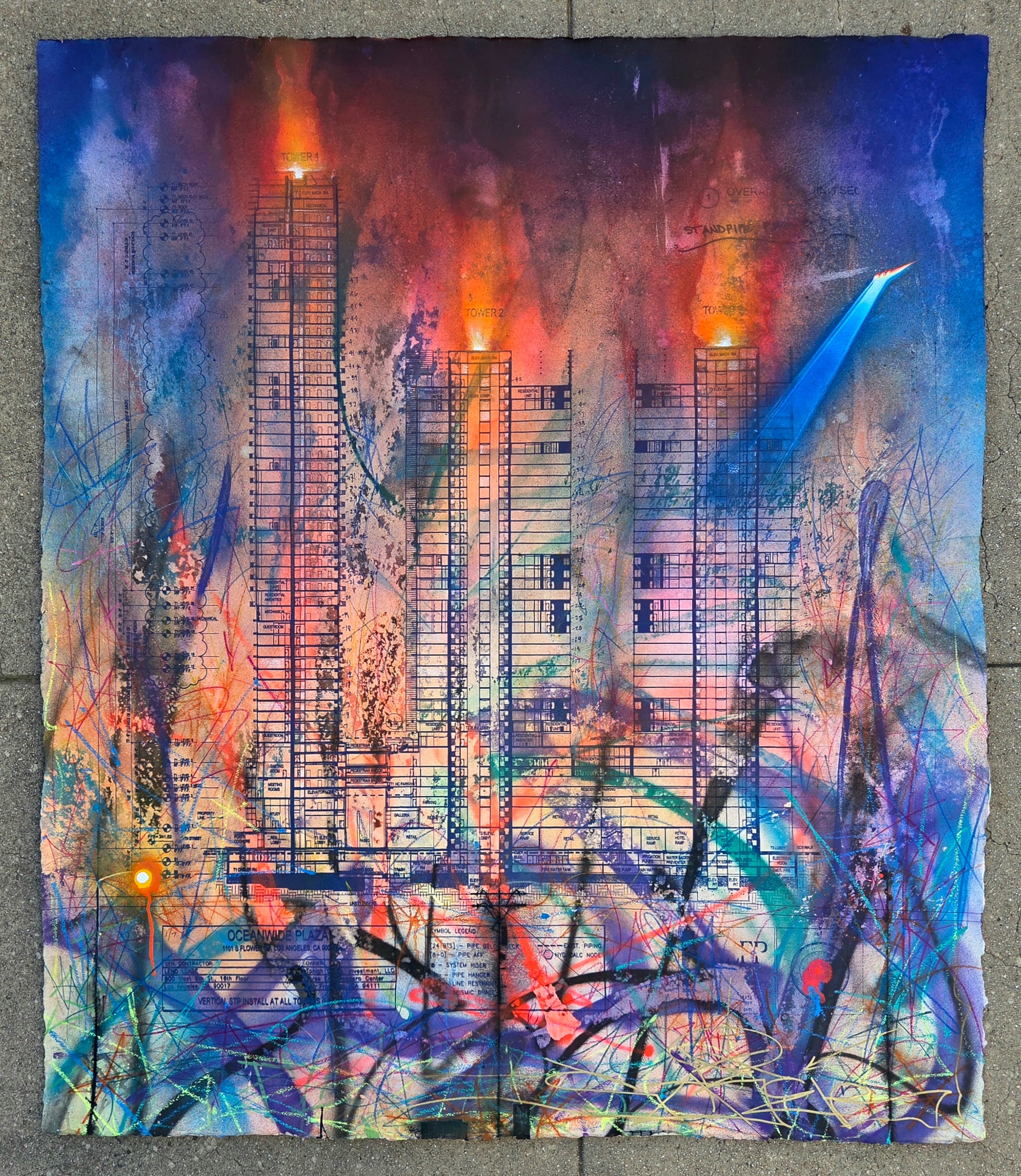 BURNING GRAFFITI TOWERS