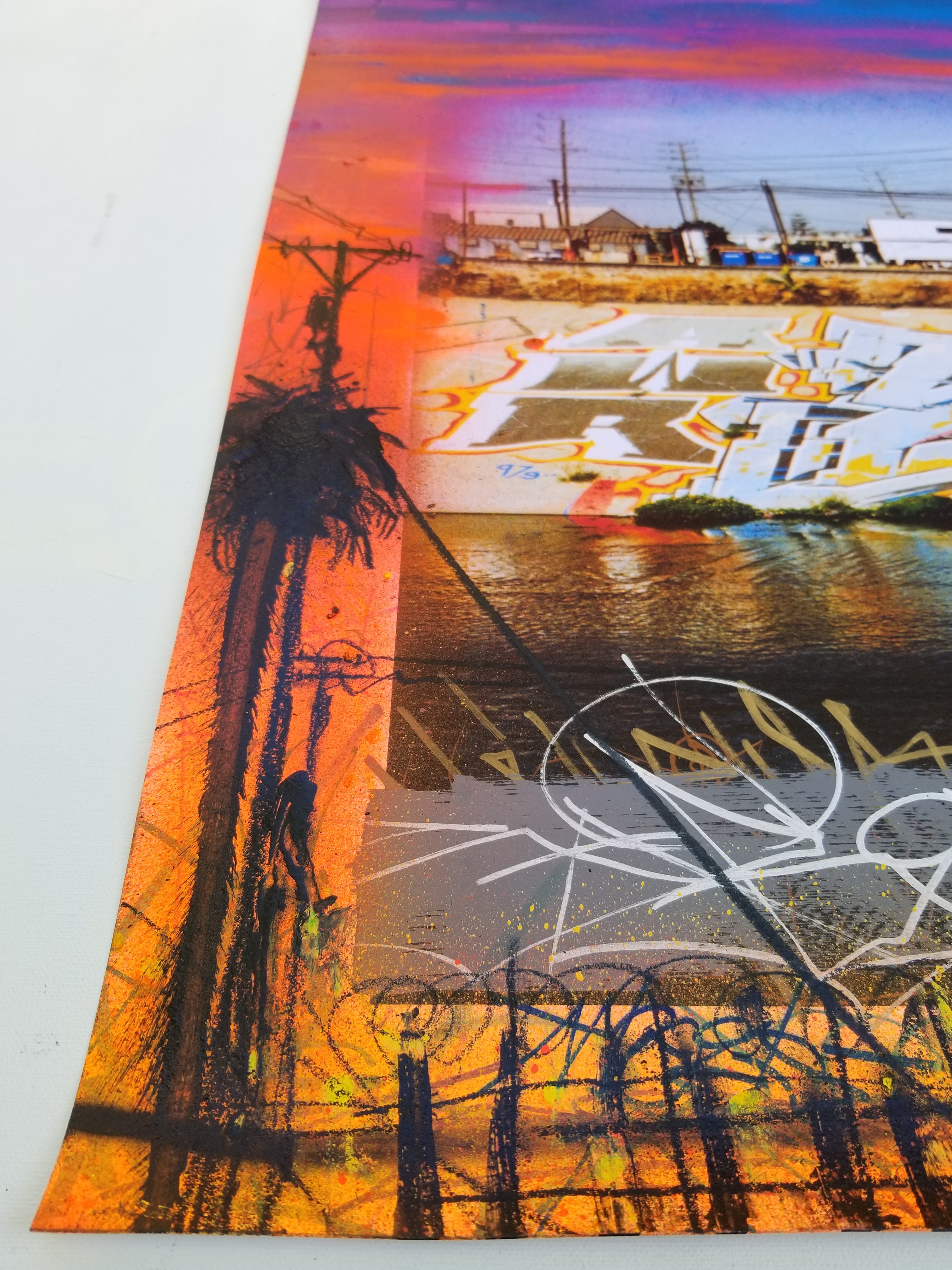 "Sunset" Original Painting On LA River Giclee