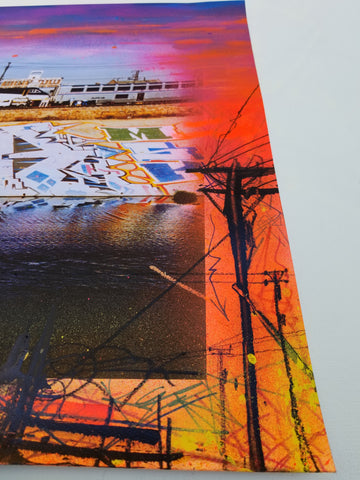 "Sunset" Original Painting On LA River Giclee